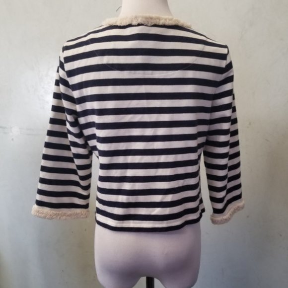 Hazel crop striped 3/4 sleeve cardigan size Medium (M31) - Picture 8 of 8